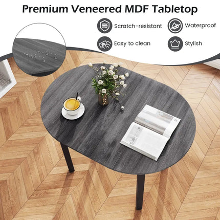 43 Inch Wooden Dining Table with Rubber Wood Legs for 2-4 People-Black Costway