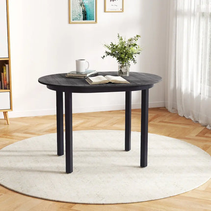 43 Inch Wooden Dining Table with Rubber Wood Legs for 2-4 People-Black Costway