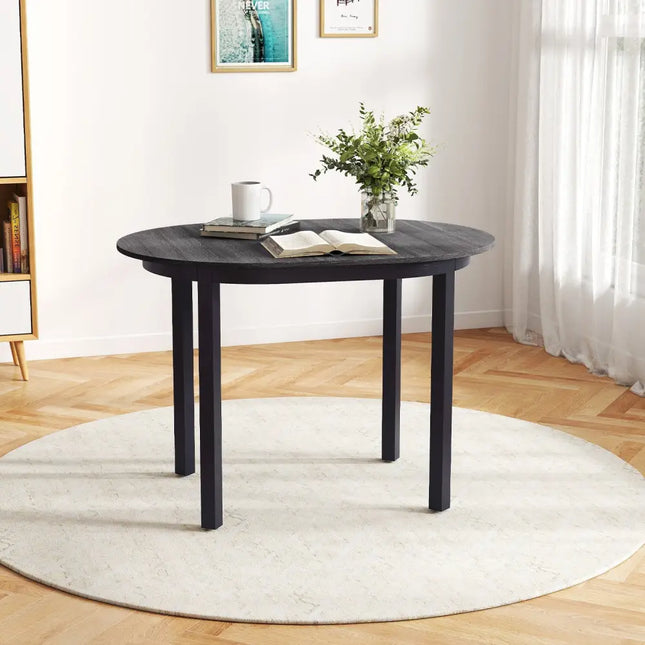 43 Inch Wooden Dining Table with Rubber Wood Legs for 2-4 People-Black Costway
