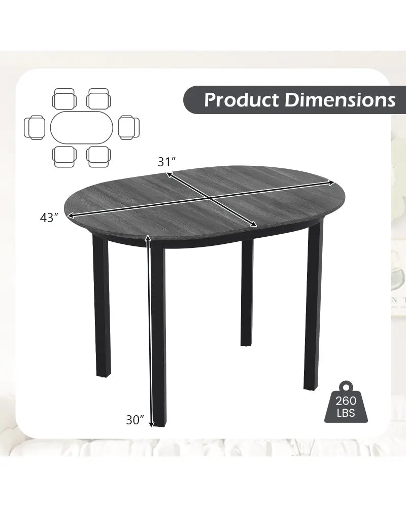 43 Inch Wooden Dining Table with Rubber Wood Legs for 2-4 People-Black - Black - Dining Tables
