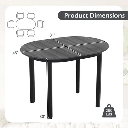 43 Inch Wooden Dining Table with Rubber Wood Legs for 2-4 People-Black Costway