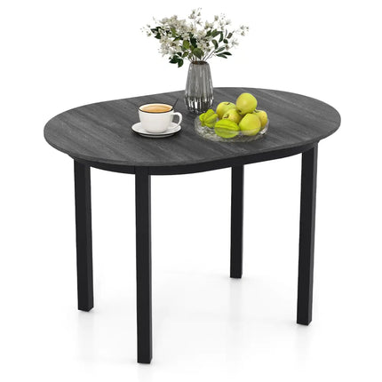 43 Inch Wooden Dining Table with Rubber Wood Legs for 2-4 People-Black Costway