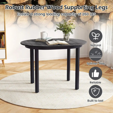 43 Inch Wooden Dining Table with Rubber Wood Legs for 2-4 People-Black Costway