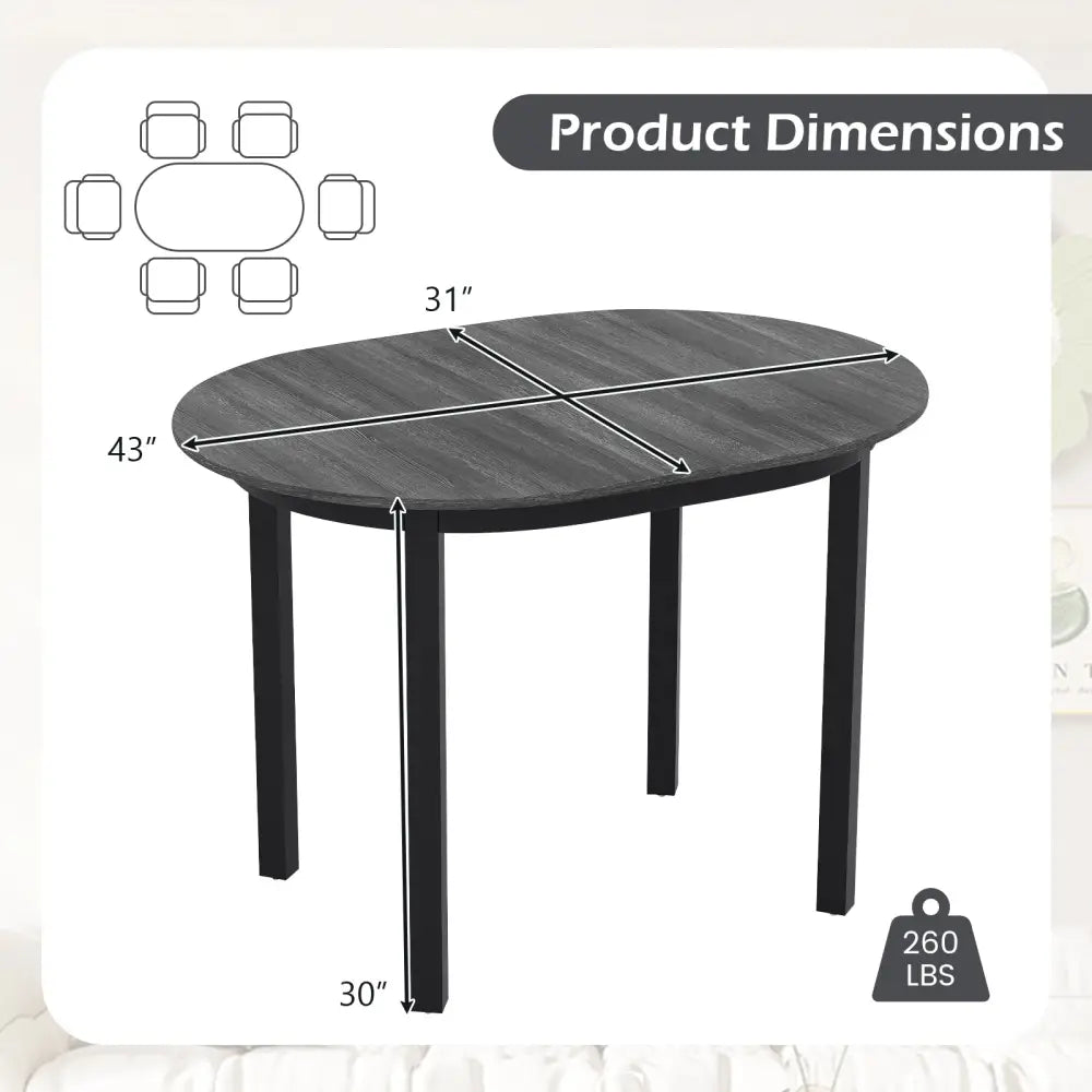 43 Inch Wooden Dining Table with Rubber Wood Legs for 2-4 People-Black - Black - Dining Tables