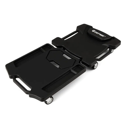 43 Inches Foldable Mechanic Creeper with Padded Headrest and Tool Trays-Black - Black - Garages