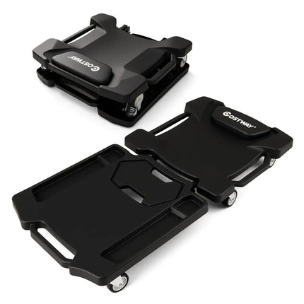 43 Inches Foldable Mechanic Creeper with Padded Headrest and Tool Trays-Black - Black - Garages