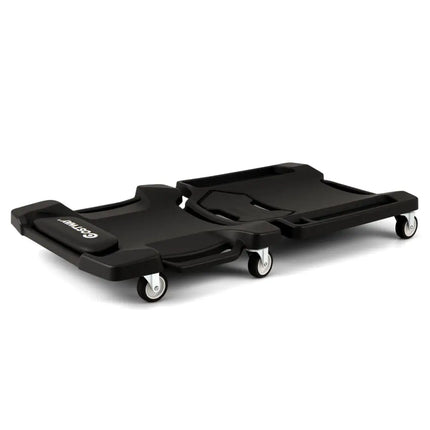 43 Inches Foldable Mechanic Creeper with Padded Headrest and Tool Trays-Black - Black - Garages