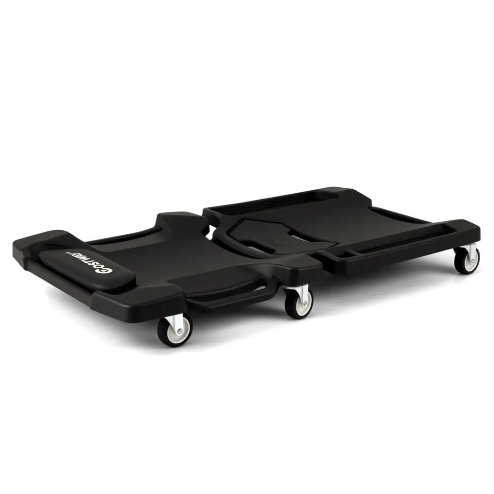43 Inches Foldable Mechanic Creeper with Padded Headrest and Tool Trays-Black - Black - Garages