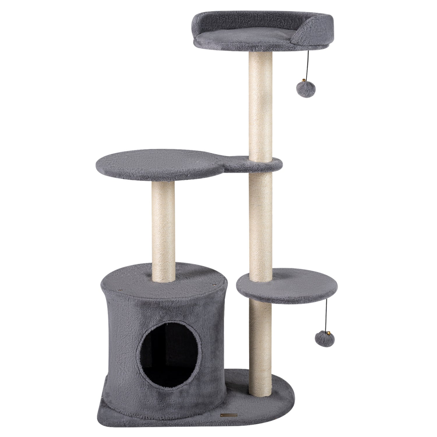 43" Cat Tree for Indoor Cats with Comfy Plush Perches and Sisal Scratching Posts-Gray