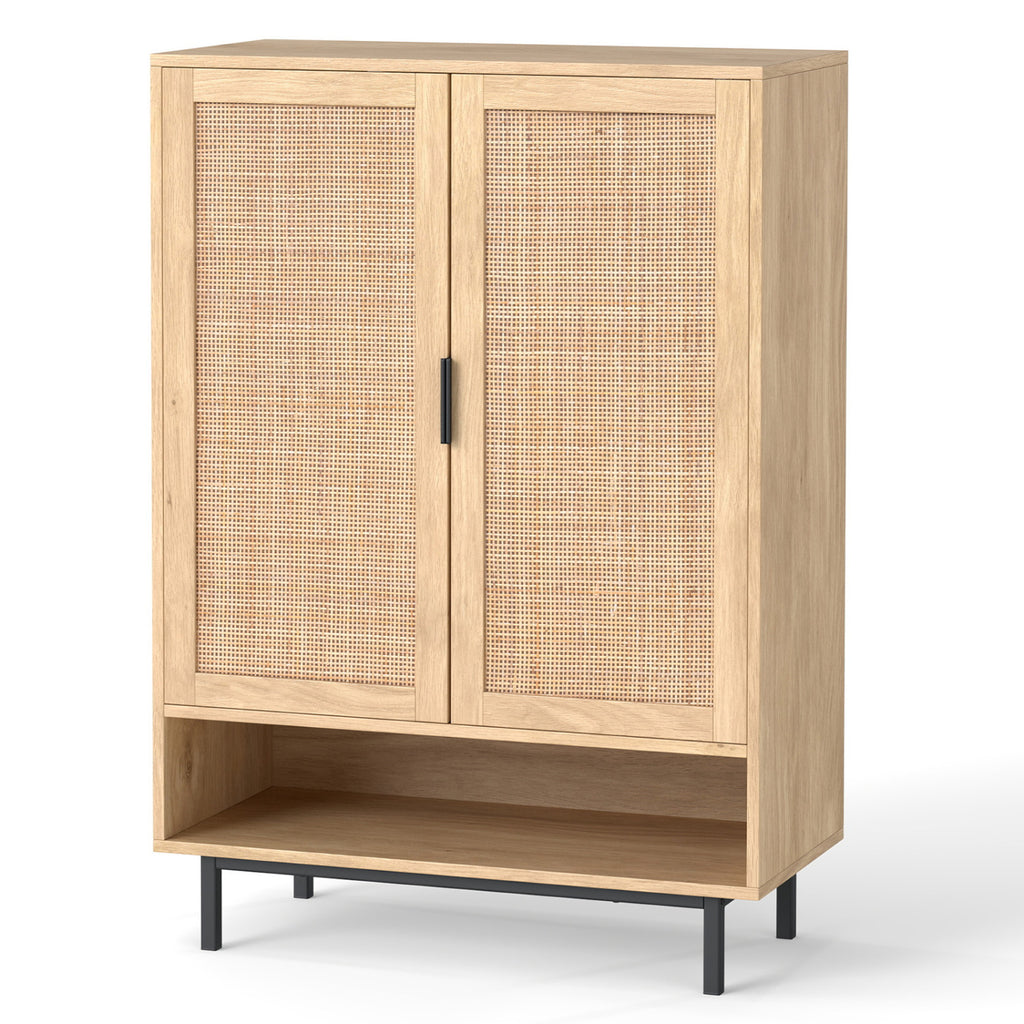 Meuble à chaussures haut 6 niveaux de 43 pouces avec double portes - Naturel