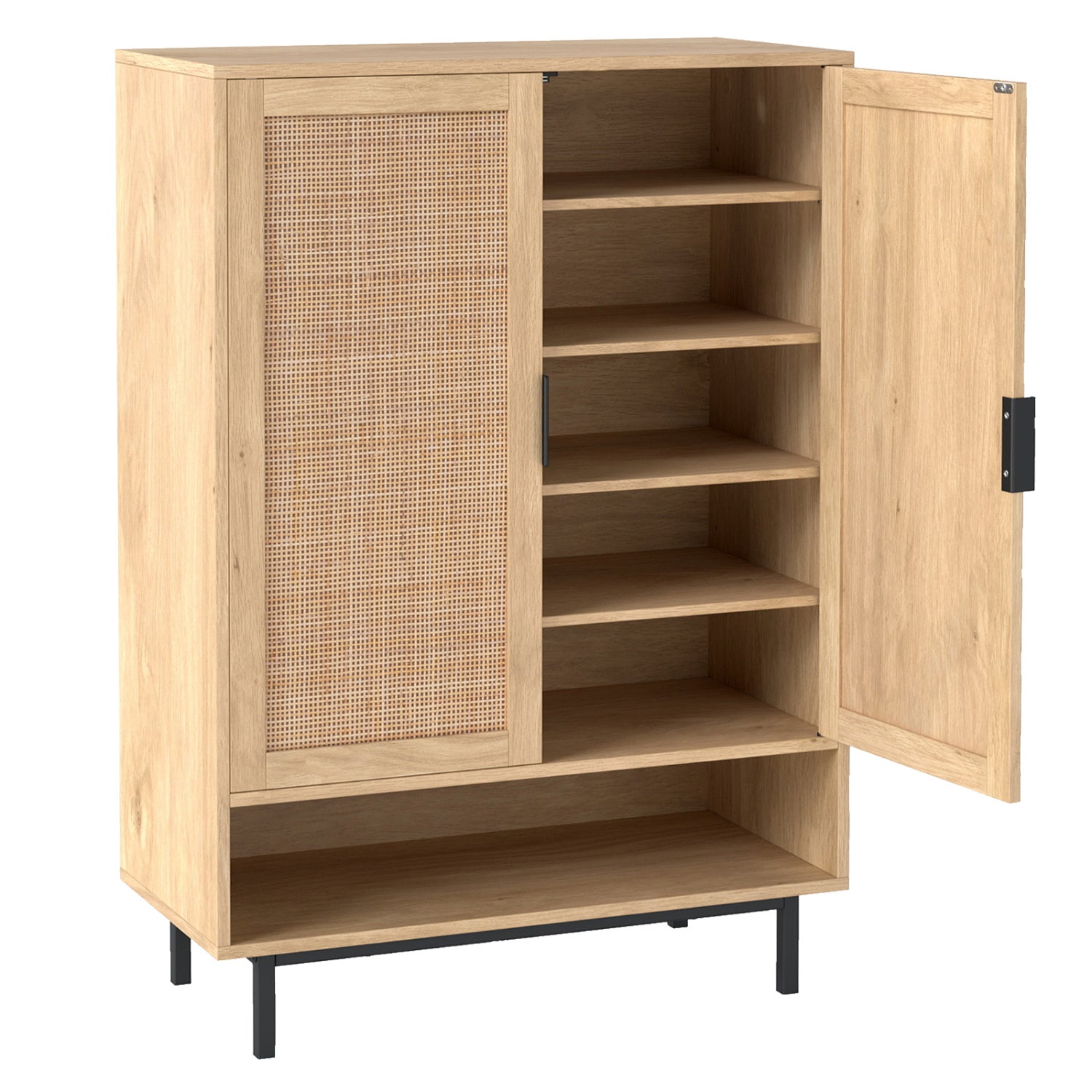 Meuble à chaussures haut 6 niveaux de 43 pouces avec double portes - Naturel