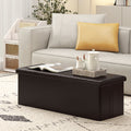 43 Inches Folding Storage Ottoman Bench Foot Rest Stool End of Bed Bench-Brown