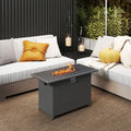 44.5 Inch Propane Fire Pit Table Rattan Gas 2-in-1 with Stainless Steel Burner-Black - Black - Fire Pits