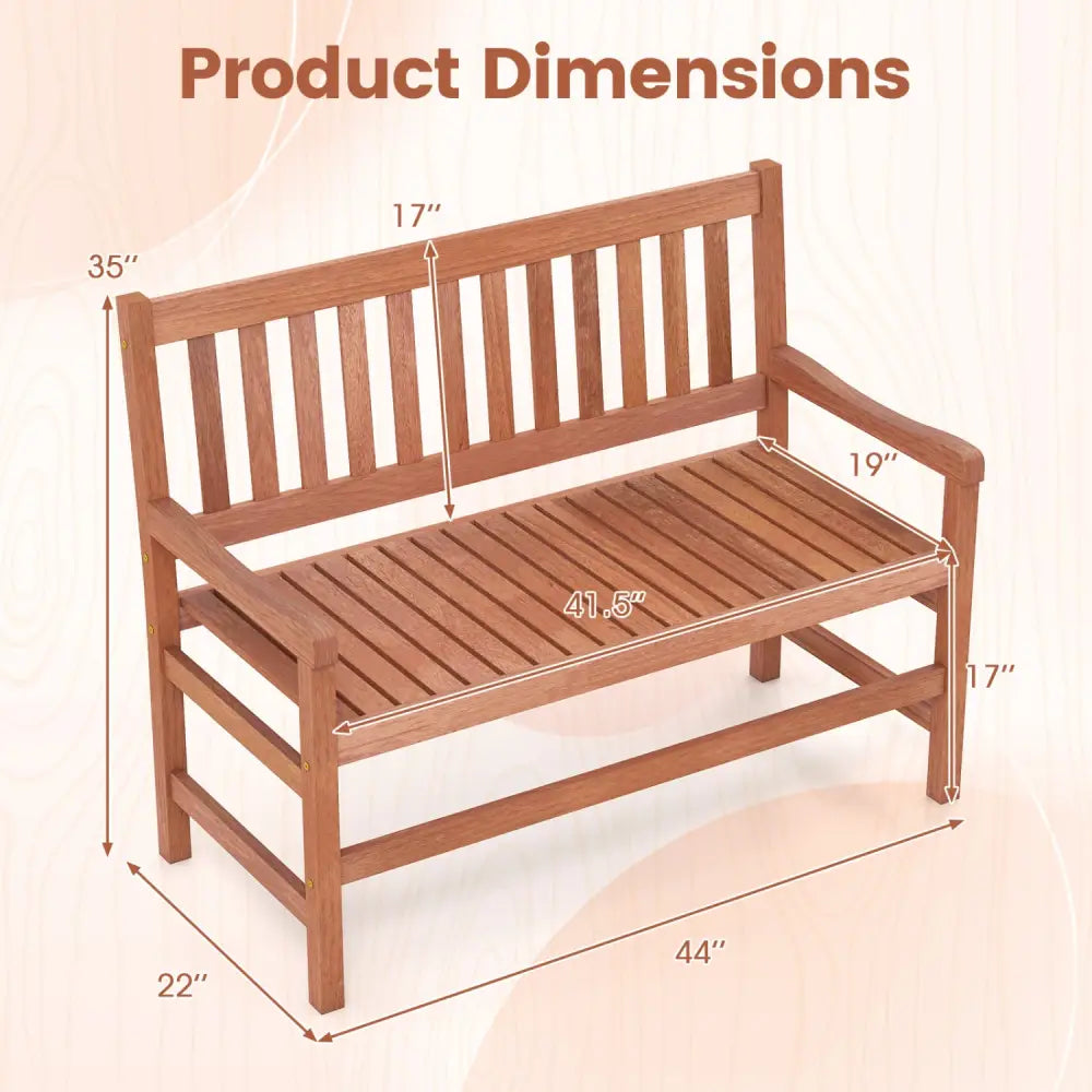 44 Inch 2-Seat Outdoor Loveseat Bench - Outdoor Benches