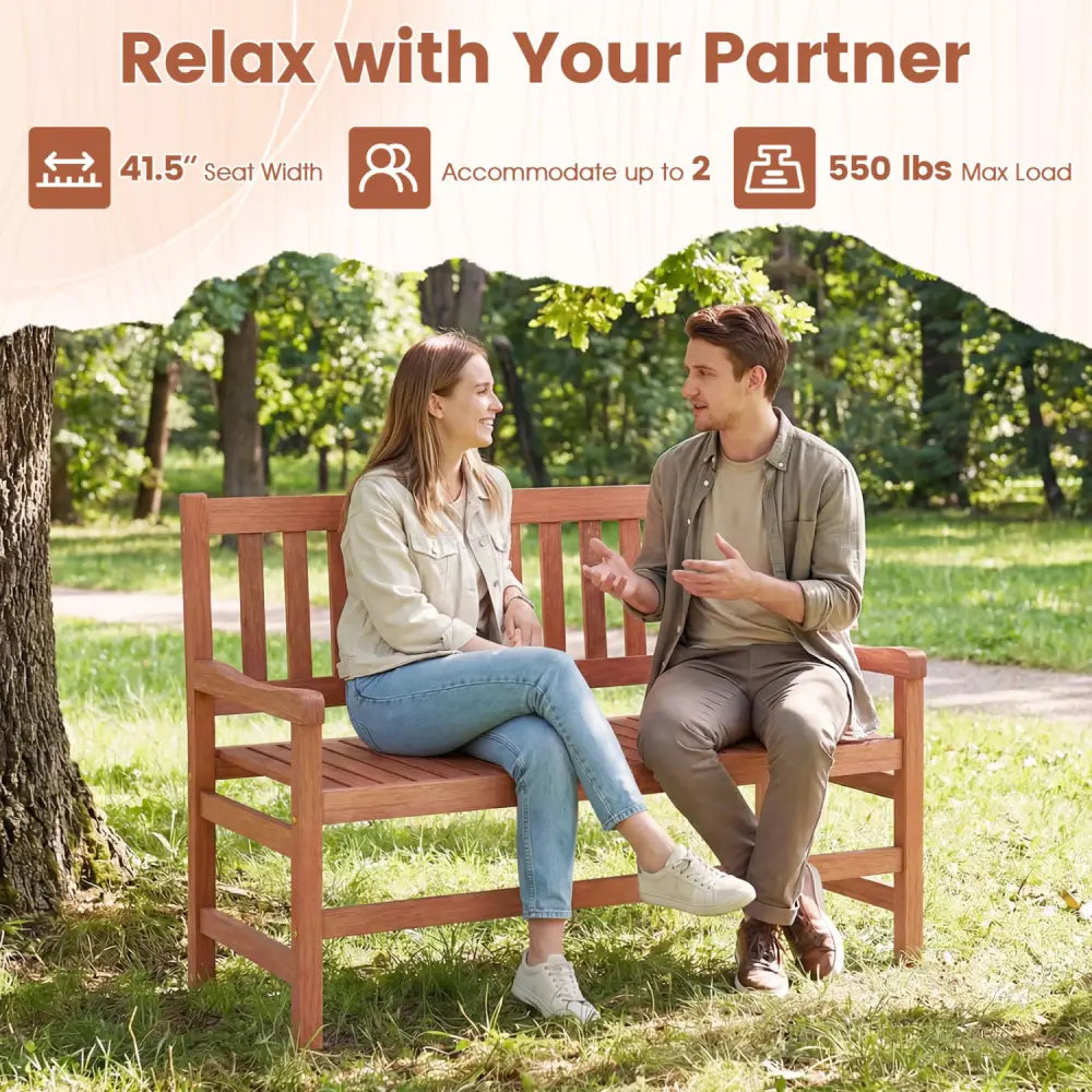 44 Inch 2-Seat Outdoor Loveseat Bench - Outdoor Benches