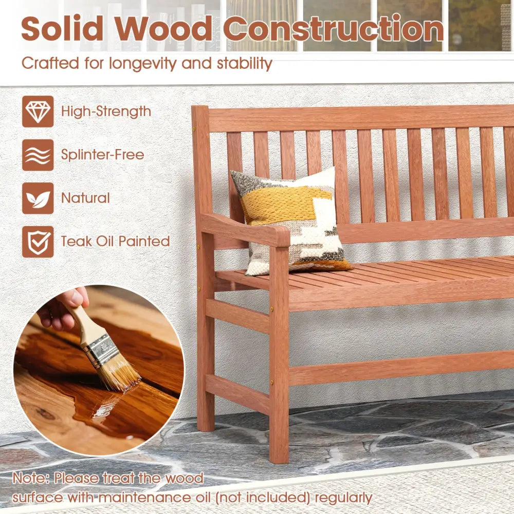 44 Inch 2-Seat Outdoor Loveseat Bench - Outdoor Benches