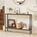 44 Inch Console Table with Shelf with Dual Anti-Tipping Kits-Rustic Brown - Rustic Brown - Console Tables