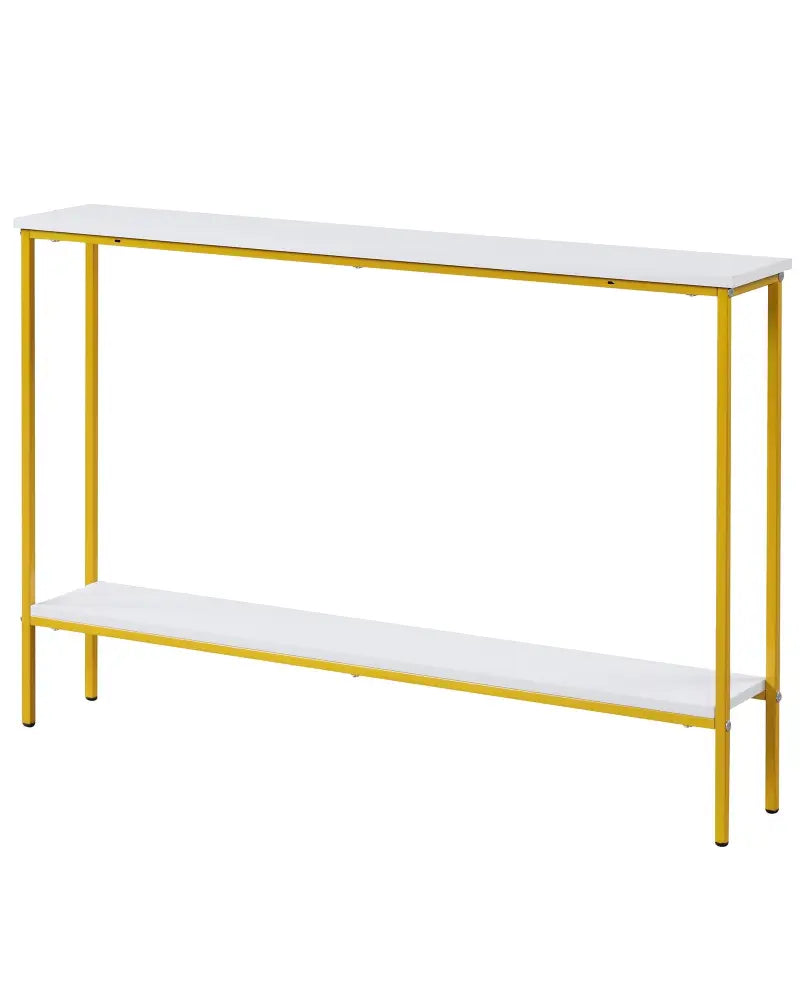 44 Inch Console Table with Shelf with Dual Anti-Tipping Kits-White - White - Console Tables