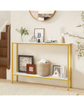 44 Inch Console Table with Shelf with Dual Anti-Tipping Kits-White - White - Console Tables
