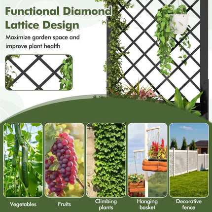44 Inch Metal Raised Garden Bed with Trellis-Black - Black - Raised Garden Beds