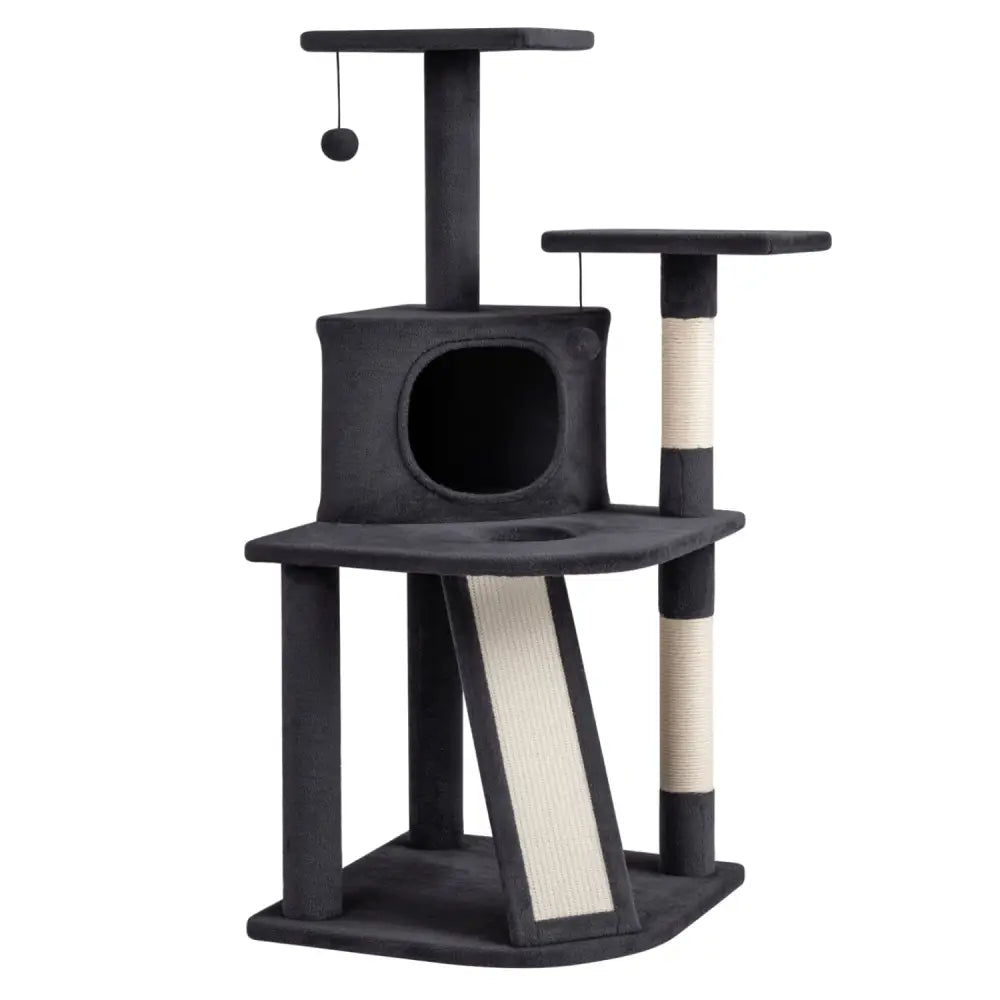44 Inch Tall Kitten Tower with Condo and 2 Plush Perches-Dark Gray - Dark Gray - Cat Trees Condos & Scratchers