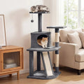 44 Inch Tall Kitten Tower with Condo and 2 Plush Perches-Light Gray - Light Gray - Cat Trees Condos & Scratchers