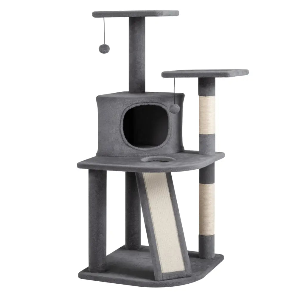 44 Inch Tall Kitten Tower with Condo and 2 Plush Perches-Light Gray - Light Gray - Cat Trees Condos & Scratchers