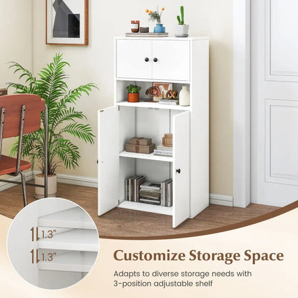 44 Inches Tall Bookshelf with Doors and Adjustable Shelf-1 Piece Costway