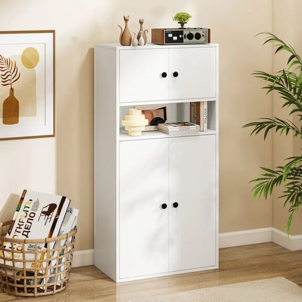44 Inches Tall Bookshelf with Doors and Adjustable Shelf-1 Piece Costway