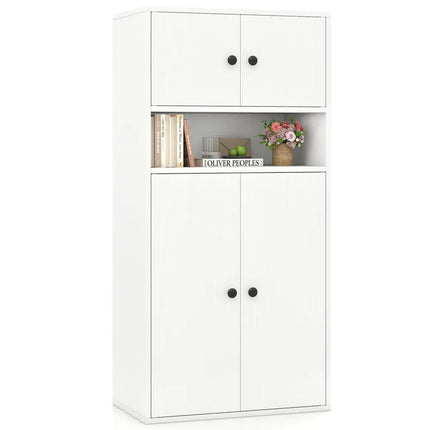 44 Inches Tall Bookshelf with Doors and Adjustable Shelf-1 Piece Costway
