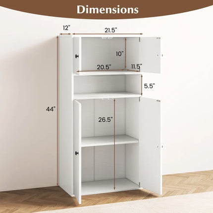 44 Inches Tall Bookshelf with Doors and Adjustable Shelf-2 Pieces Costway