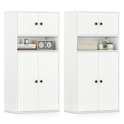 44 Inches Tall Bookshelf with Doors and Adjustable Shelf-2 Pieces Costway