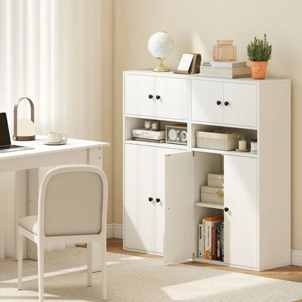 44 Inches Tall Bookshelf with Doors and Adjustable Shelf-2 Pieces Costway