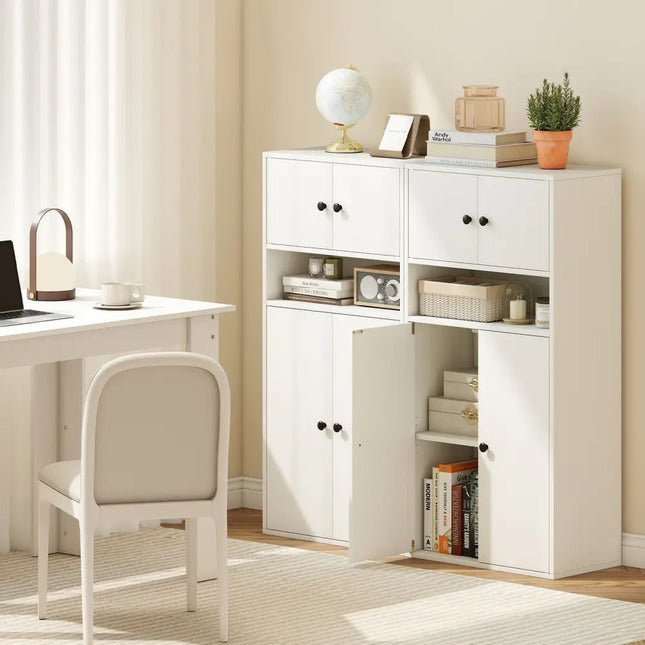 44 Inches Tall Bookshelf with Doors and Adjustable Shelf-2 Pieces Costway