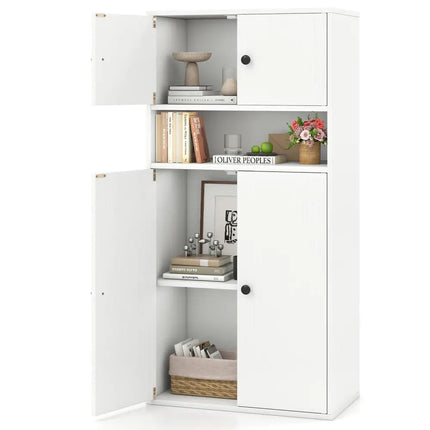 44 Inches Tall Bookshelf with Doors and Adjustable Shelf-2 Pieces Costway