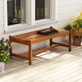 44’’ Patio Wood Bench Set of 1 Outdoor Solid Hardwood Dining Bench with Teak Oil Finish - Outdoor Benches