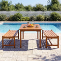 44’’ Patio Wood Bench Set of 2 Outdoor Solid Hardwood Dining Bench with Teak Oil Finish - Outdoor Benches