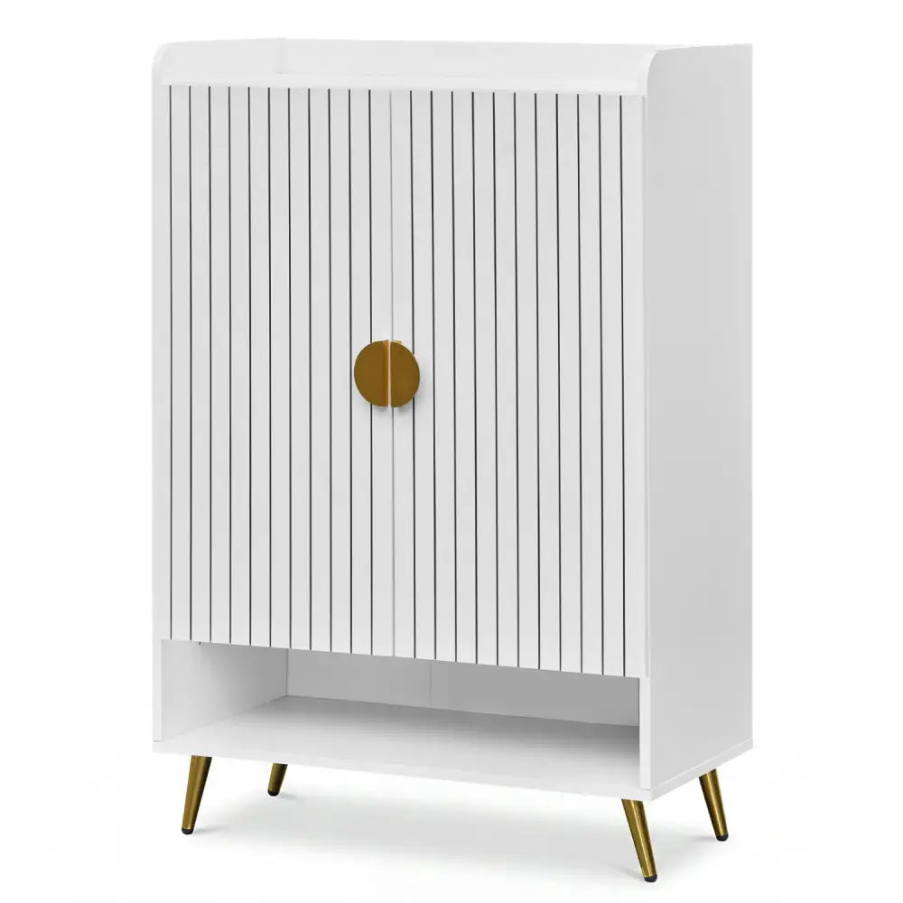 44’’ Tall Shoe Storage Cabinet with 7-Tier Doors and Adjustable Shelves for Entryway-White - White - Shoe Racks &
