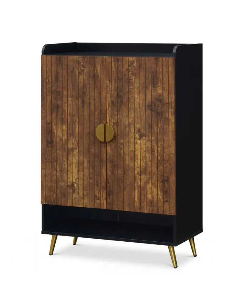 44’’ Tall Shoe Storage Cabinet with 7-Tier Doors and Adjustable Shelves for Entryway-Rustic Brown - Rustic Brown - Shoe