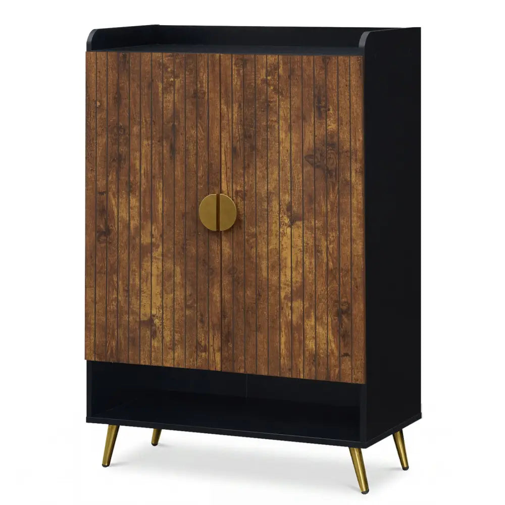 44’’ Tall Shoe Storage Cabinet with 7-Tier Doors and Adjustable Shelves for Entryway-Rustic Brown - Rustic Brown - Shoe