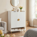 44’’ Tall Shoe Storage Cabinet with 7-Tier Doors and Adjustable Shelves for Entryway-White - White - Shoe Racks &