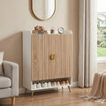 44’’ Tall Shoe Storage Cabinet with 7-Tier Doors and Adjustable Shelves for Entryway-Natural - Natural - Shoe Racks &