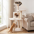 44 Inch Tall Kitten Tower with Condo and 2 Plush Perches-Beige