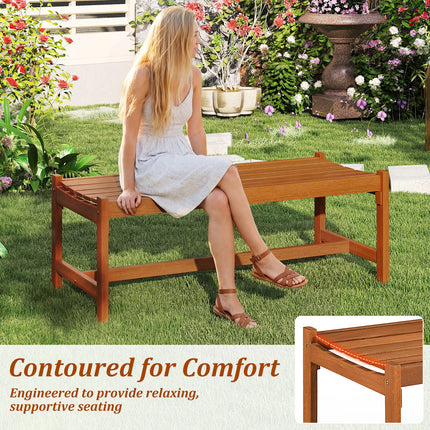 44" Patio Wood Bench Set of 2 Outdoor Solid Hardwood Dining Bench with Teak Oil Finish