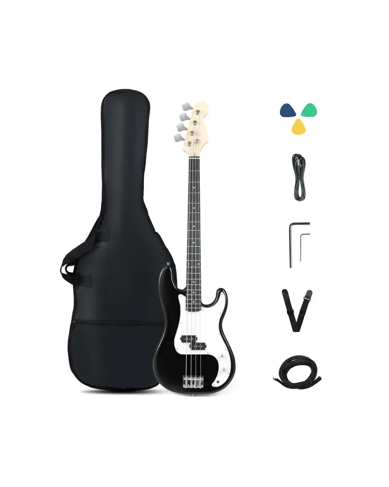 45.5 Inch Electric Bass Guitar with Double Pickups and Gig Bag for Beginners-Black - Black - Guitar & Strings