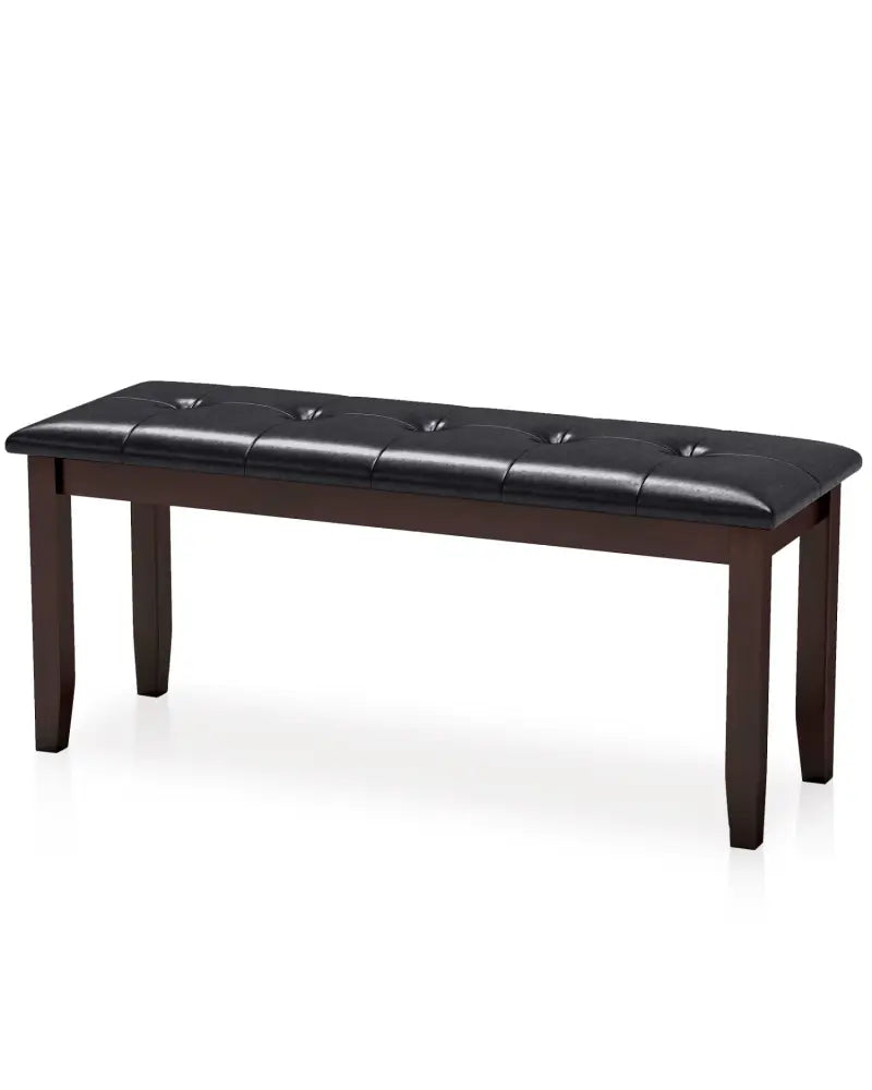 45.5’’ PU Leather Upholstered Bench with Soft Padded Seat and Strong Rubber Wood Legs-Brown - Brown - Shoe Racks &