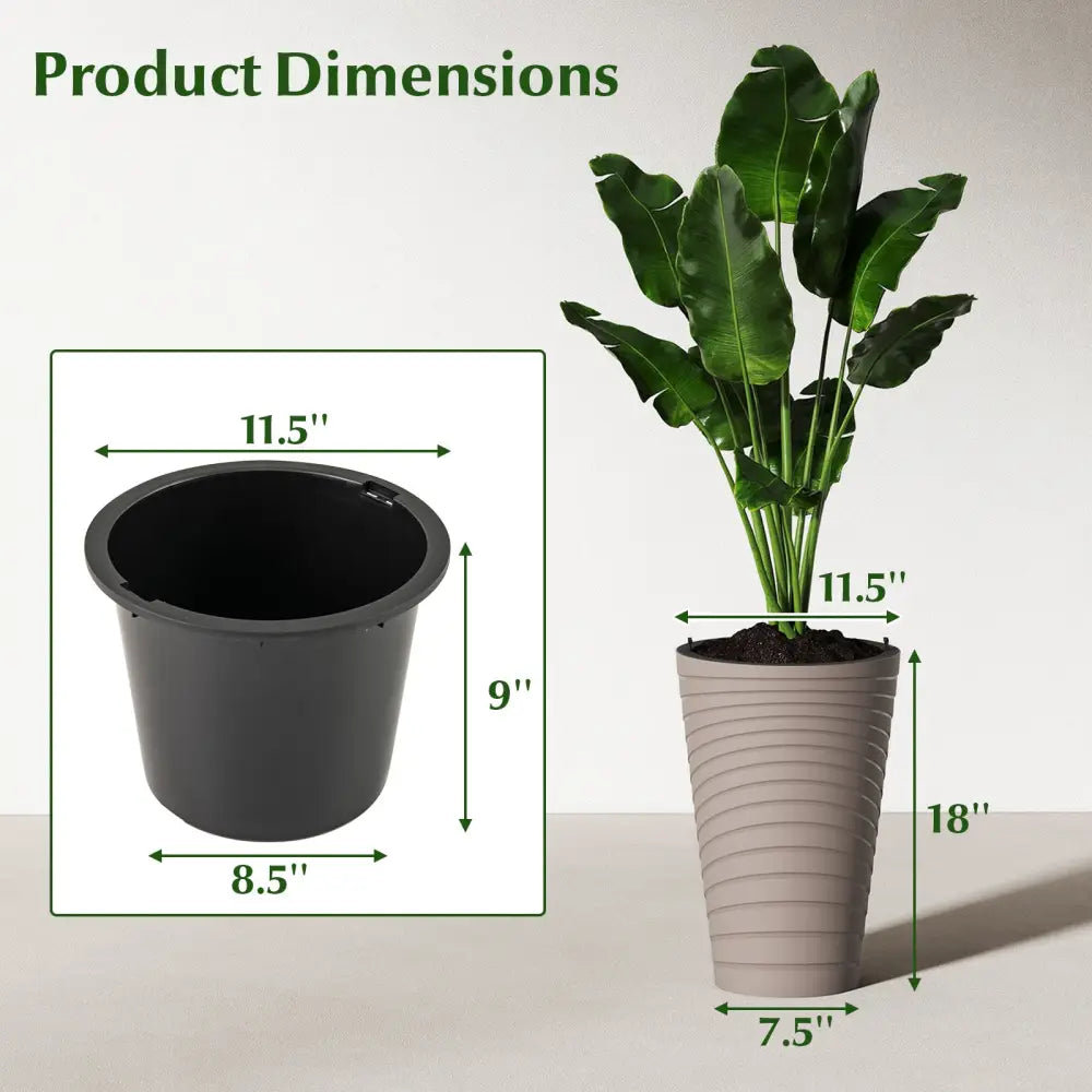 45 cm Tall Flower Pot Set of 2 with Insert Bucket and Handle Design-Brown - Brown - Raised Garden Beds