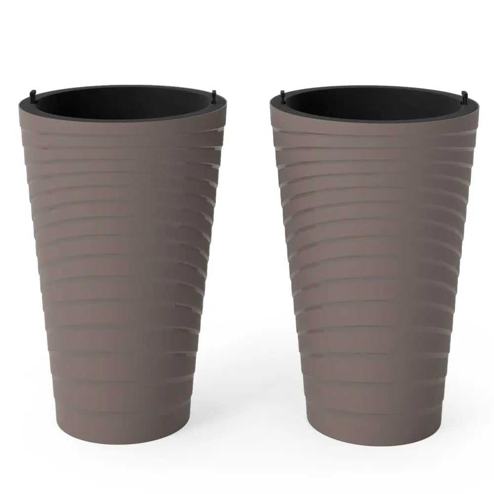 45 cm Tall Flower Pot Set of 2 with Insert Bucket and Handle Design-Brown - Brown - Raised Garden Beds