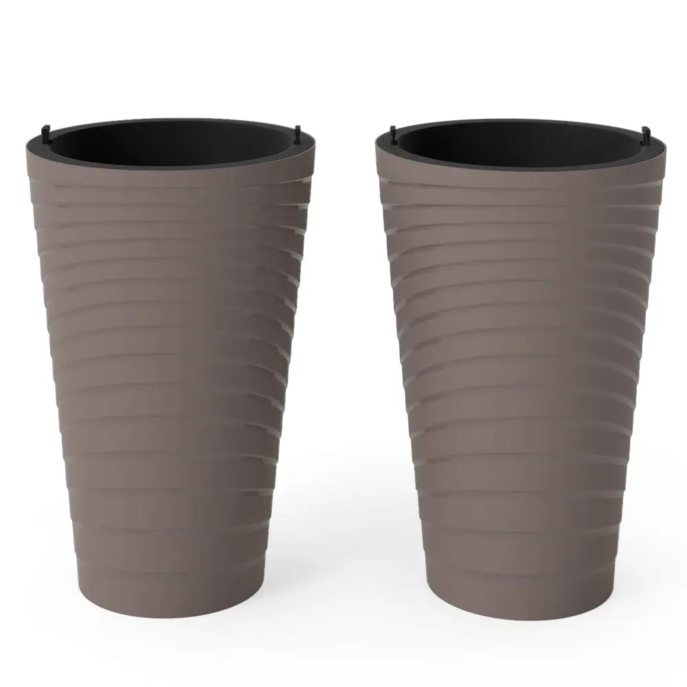 45 cm Tall Flower Pot Set of 2 with Insert Bucket and Handle Design-Brown - Brown - Raised Garden Beds