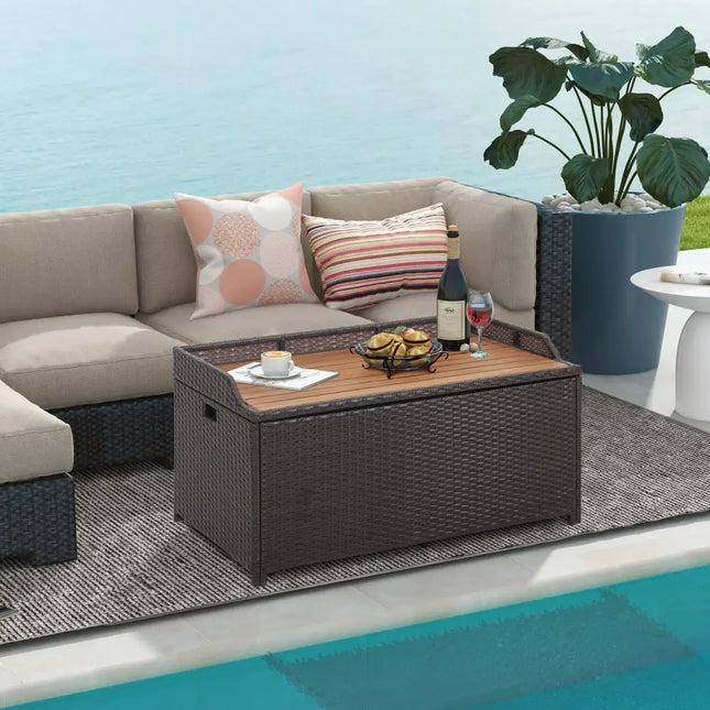 45 Gallon Outdoor Storage Bench with Zippered Liner - Brown - Sheds & Outdoor Storage